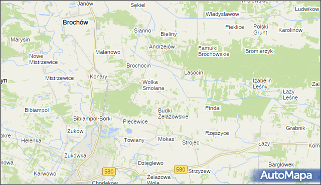 mapa Olszowiec gmina Brochów, Olszowiec gmina Brochów na mapie Targeo