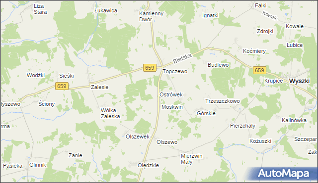 mapa Ostrówek gmina Wyszki, Ostrówek gmina Wyszki na mapie Targeo