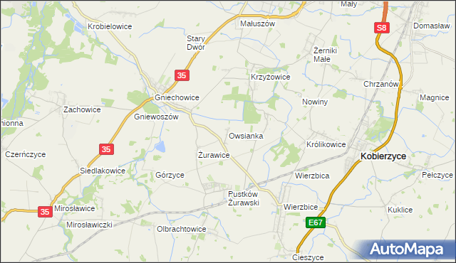 mapa Owsianka gmina Kobierzyce, Owsianka gmina Kobierzyce na mapie Targeo