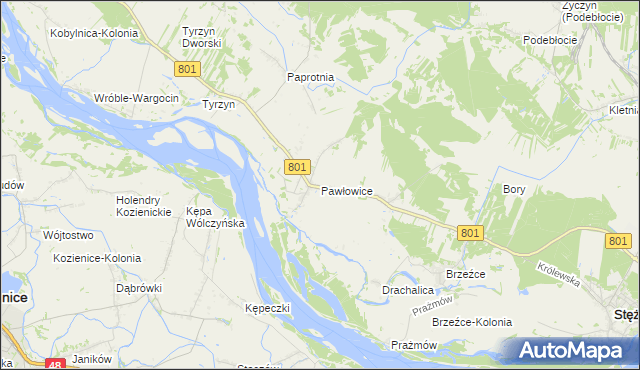 mapa Pawłowice gmina Stężyca, Pawłowice gmina Stężyca na mapie Targeo