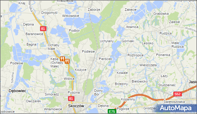 mapa Pierściec, Pierściec na mapie Targeo