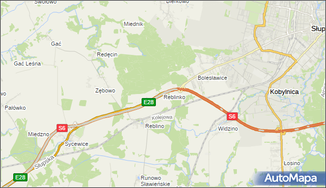 mapa Reblinko, Reblinko na mapie Targeo