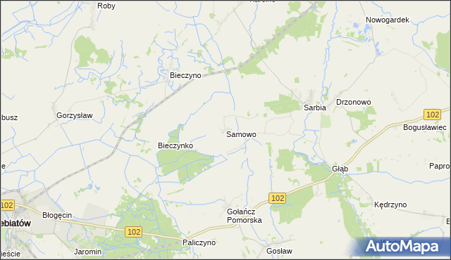 mapa Samowo, Samowo na mapie Targeo