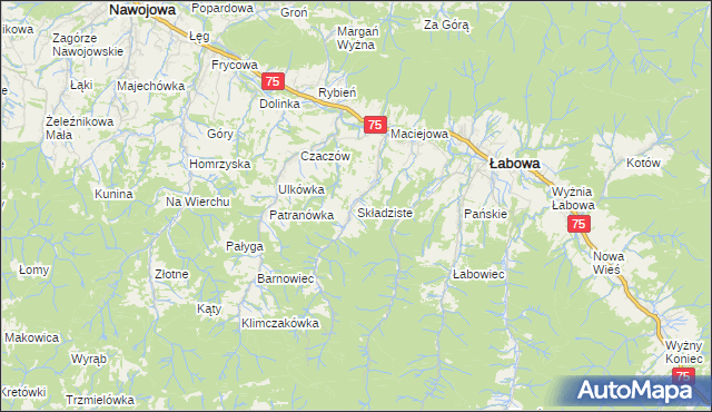 mapa Składziste, Składziste na mapie Targeo