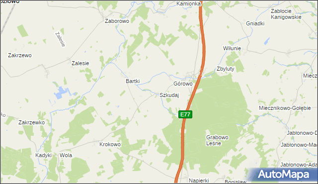 mapa Szkudaj, Szkudaj na mapie Targeo
