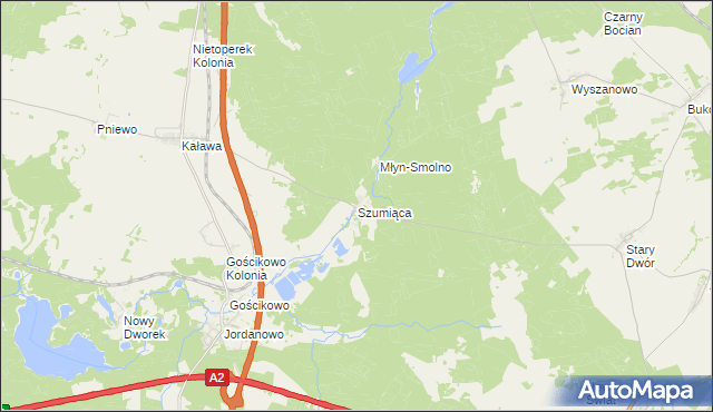 mapa Szumiąca gmina Międzyrzecz, Szumiąca gmina Międzyrzecz na mapie Targeo