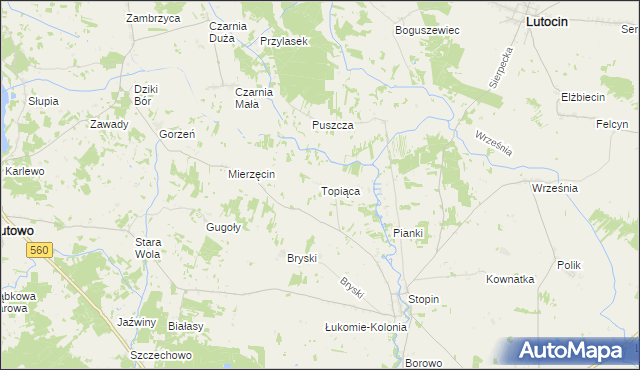 mapa Topiąca, Topiąca na mapie Targeo