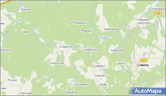 mapa Unieszynko, Unieszynko na mapie Targeo