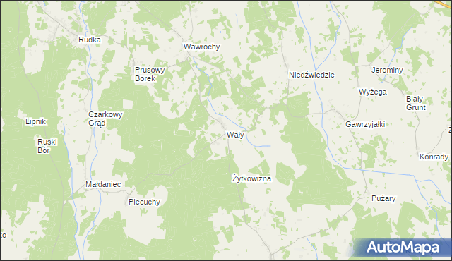 mapa Wały gmina Szczytno, Wały gmina Szczytno na mapie Targeo