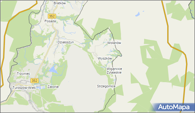 mapa Wyszków gmina Bogatynia, Wyszków gmina Bogatynia na mapie Targeo