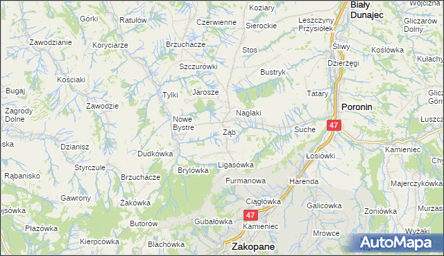 mapa Ząb, Ząb na mapie Targeo