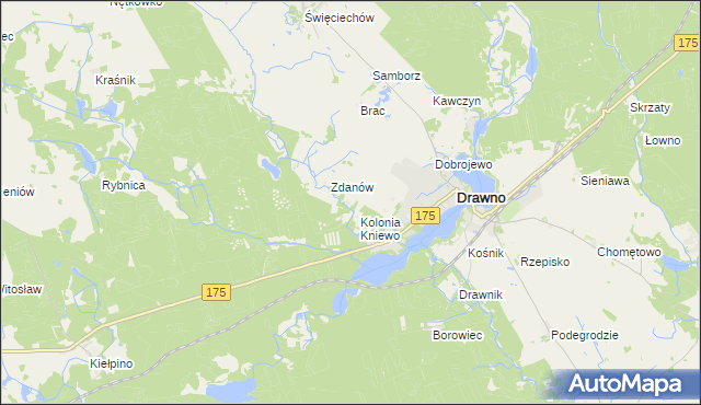 mapa Zacisze gmina Drawno, Zacisze gmina Drawno na mapie Targeo