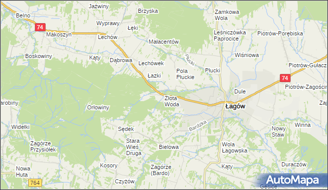 mapa Złota Woda, Złota Woda na mapie Targeo