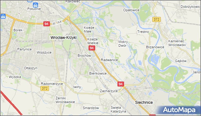 mapa Radwanice gmina Siechnice, Radwanice gmina Siechnice na mapie Targeo