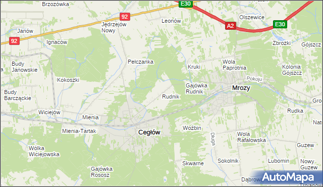mapa Rudnik gmina Cegłów, Rudnik gmina Cegłów na mapie Targeo