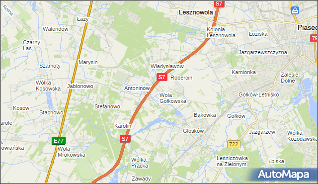 mapa Wola Gołkowska, Wola Gołkowska na mapie Targeo