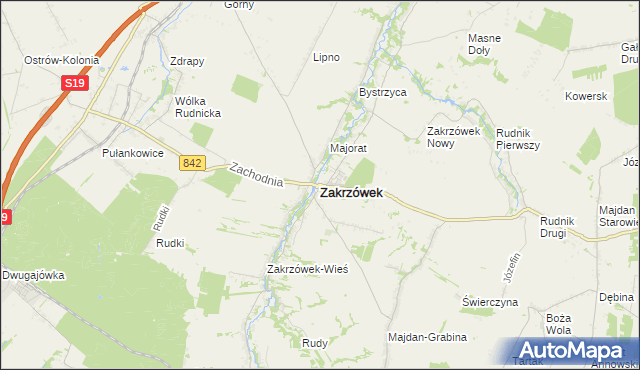 mapa Zakrzówek powiat kraśnicki, Zakrzówek powiat kraśnicki na mapie Targeo