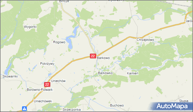 mapa Barkowo gmina Człuchów, Barkowo gmina Człuchów na mapie Targeo