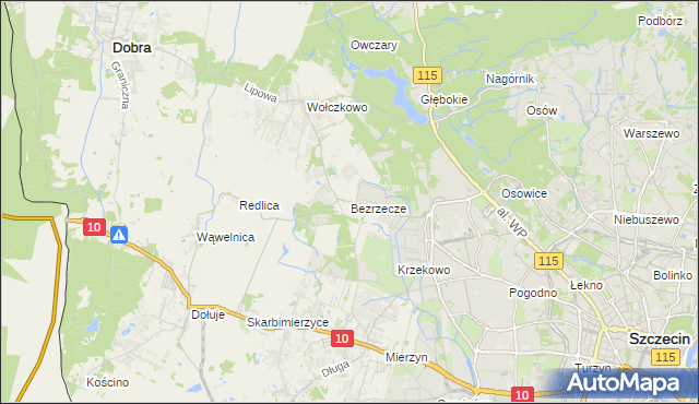 mapa Bezrzecze, Bezrzecze na mapie Targeo