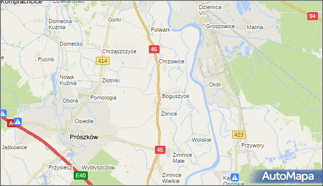 mapa Boguszyce gmina Prószków, Boguszyce gmina Prószków na mapie Targeo