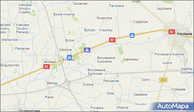 mapa Borysławice Kościelne, Borysławice Kościelne na mapie Targeo