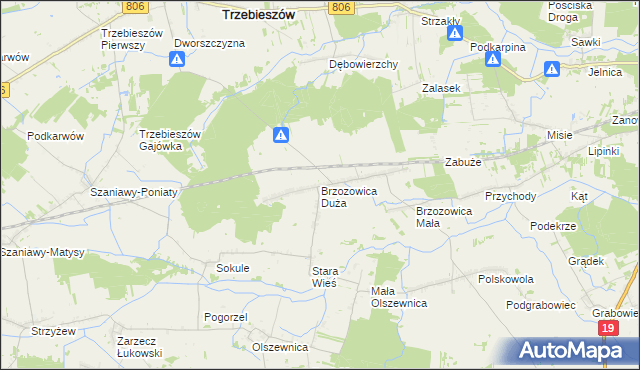 mapa Brzozowica Duża, Brzozowica Duża na mapie Targeo