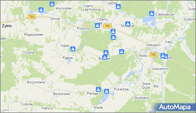 mapa Budzów gmina Żytno, Budzów gmina Żytno na mapie Targeo