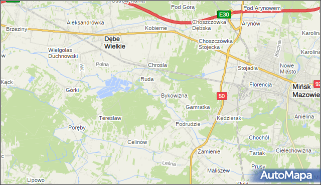 mapa Bykowizna, Bykowizna na mapie Targeo