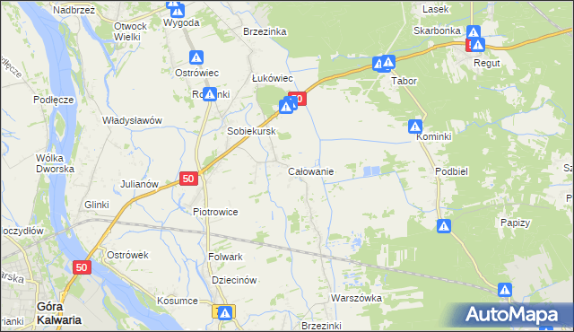 mapa Całowanie, Całowanie na mapie Targeo