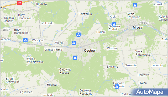 mapa Cegłów powiat miński, Cegłów powiat miński na mapie Targeo