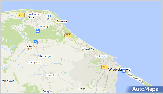 mapa Chłapowo gmina Władysławowo, Chłapowo gmina Władysławowo na mapie Targeo