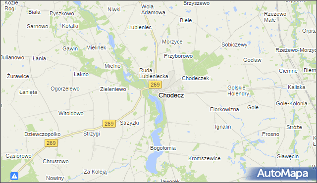 mapa Chodecz powiat włocławski, Chodecz powiat włocławski na mapie Targeo
