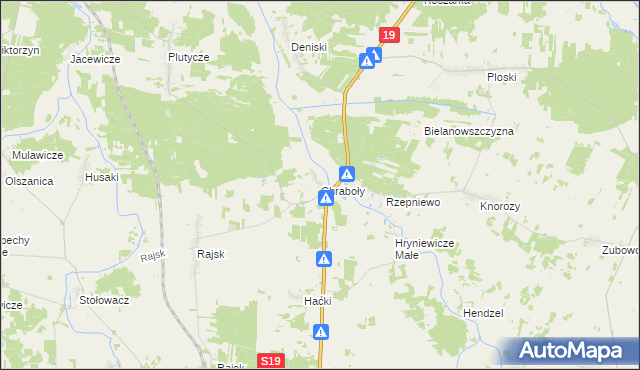 mapa Chraboły gmina Bielsk Podlaski, Chraboły gmina Bielsk Podlaski na mapie Targeo