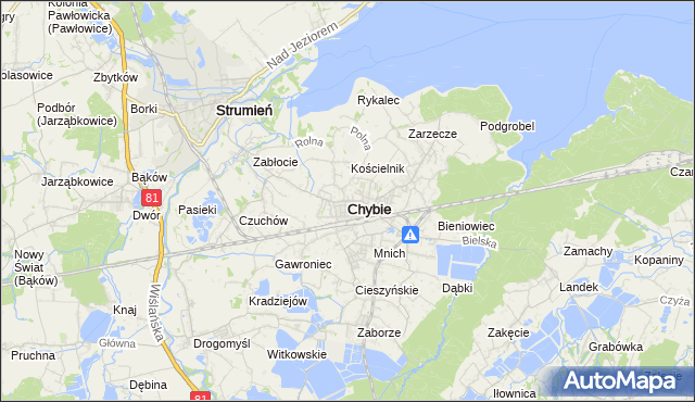 mapa Chybie, Chybie na mapie Targeo
