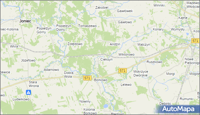 mapa Cieksyn, Cieksyn na mapie Targeo