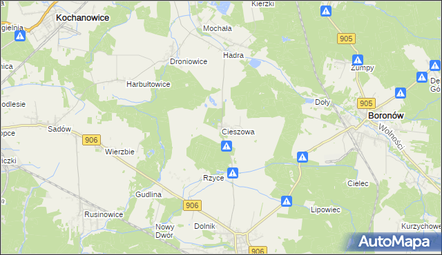 mapa Cieszowa, Cieszowa na mapie Targeo