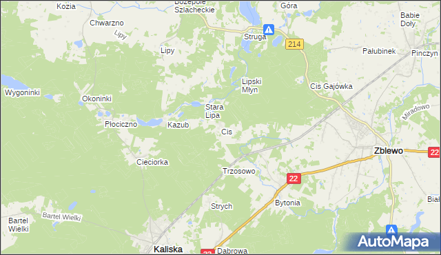 mapa Cis gmina Zblewo, Cis gmina Zblewo na mapie Targeo