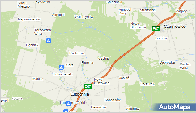 mapa Czółna gmina Lubochnia, Czółna gmina Lubochnia na mapie Targeo