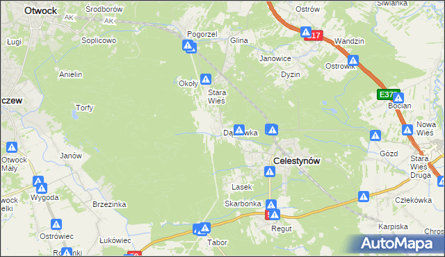 mapa Dąbrówka gmina Celestynów, Dąbrówka gmina Celestynów na mapie Targeo