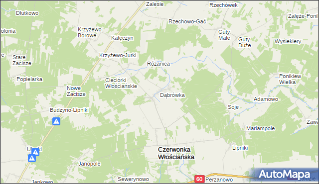 mapa Dąbrówka gmina Czerwonka, Dąbrówka gmina Czerwonka na mapie Targeo