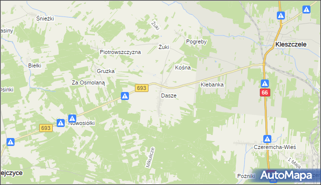 mapa Dasze, Dasze na mapie Targeo