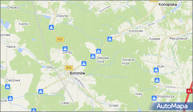 mapa Dębowa Góra gmina Boronów, Dębowa Góra gmina Boronów na mapie Targeo