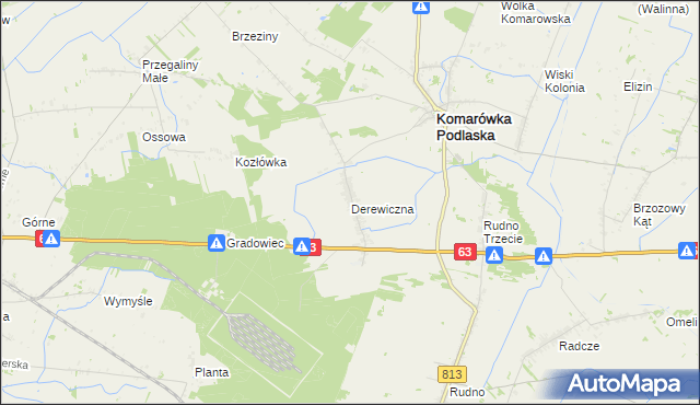 mapa Derewiczna, Derewiczna na mapie Targeo