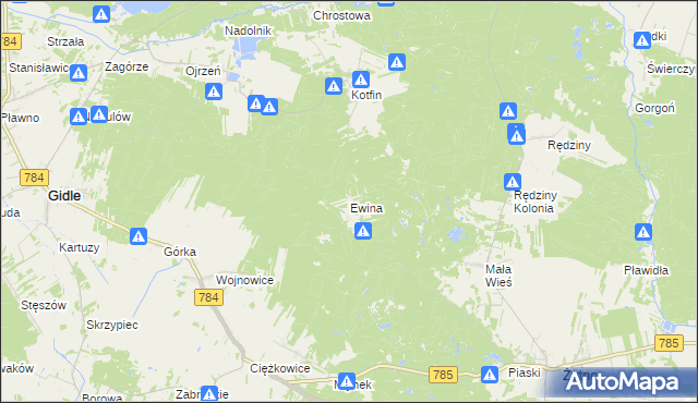 mapa Ewina gmina Żytno, Ewina gmina Żytno na mapie Targeo