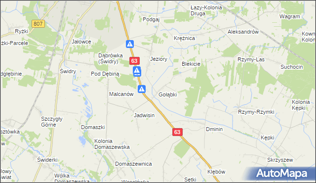 mapa Gołąbki gmina Łuków, Gołąbki gmina Łuków na mapie Targeo