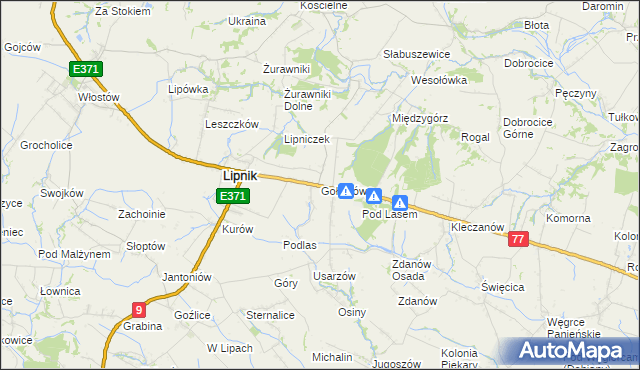 mapa Gołębiów gmina Lipnik, Gołębiów gmina Lipnik na mapie Targeo