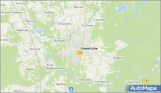 mapa Gowarczów, Gowarczów na mapie Targeo