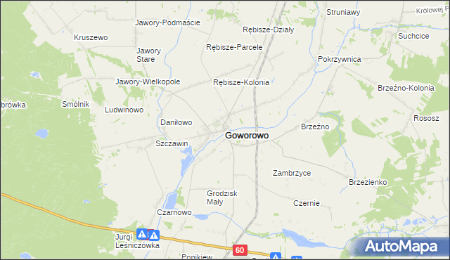 mapa Goworowo powiat ostrołęcki, Goworowo powiat ostrołęcki na mapie Targeo