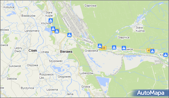 mapa Grabówka gmina Bierawa, Grabówka gmina Bierawa na mapie Targeo