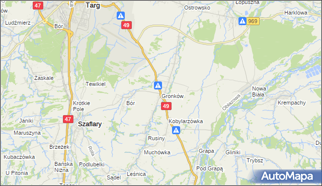 mapa Gronków, Gronków na mapie Targeo